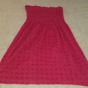 RAVIYA strapless peace sign terrycloth coverup